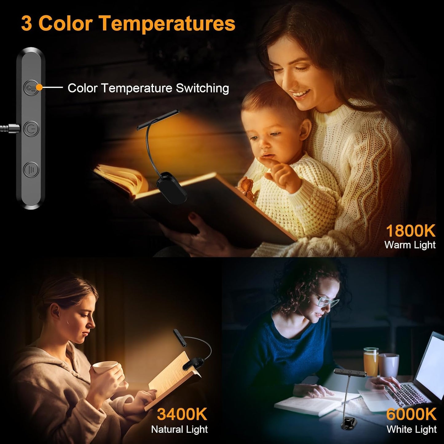 19 LED Book Light, Reading Light Book Lamp for Reading at Night-Long Battery Life, 360° Flexible