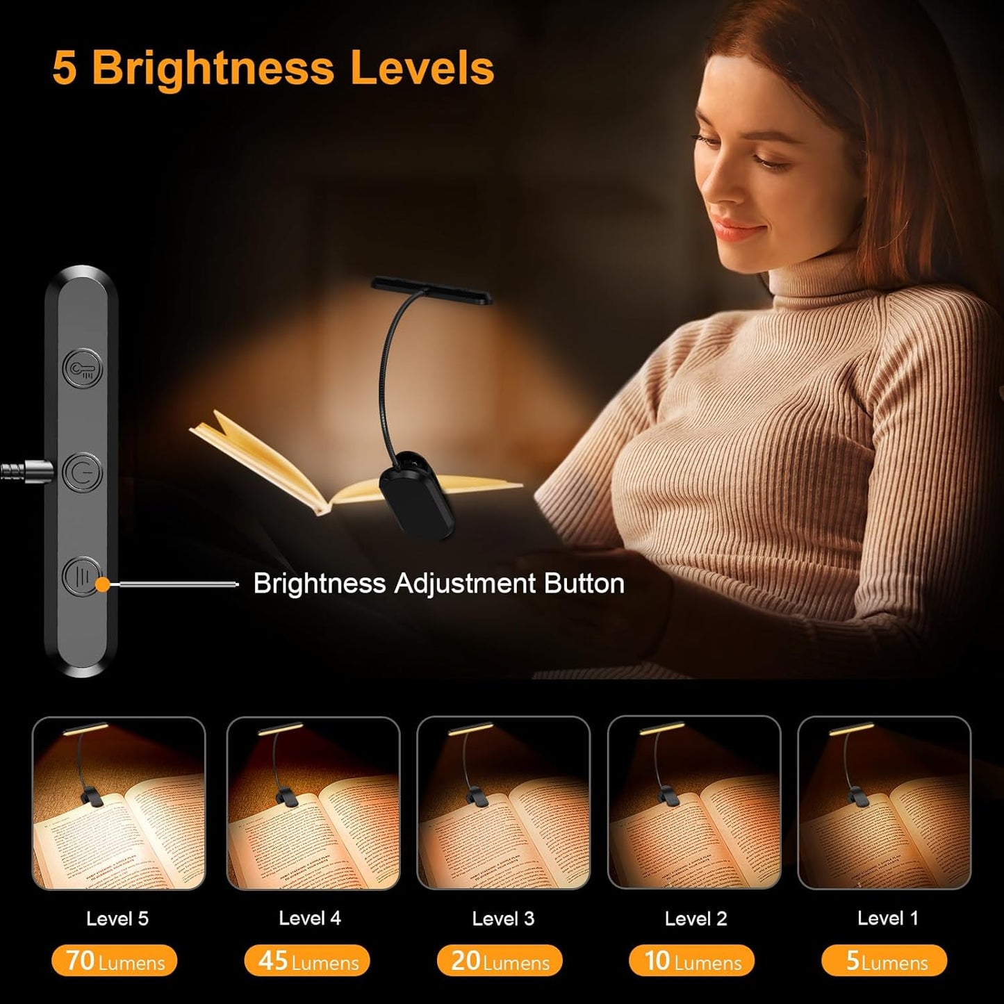 19 LED Book Light, Reading Light Book Lamp for Reading at Night-Long Battery Life, 360° Flexible